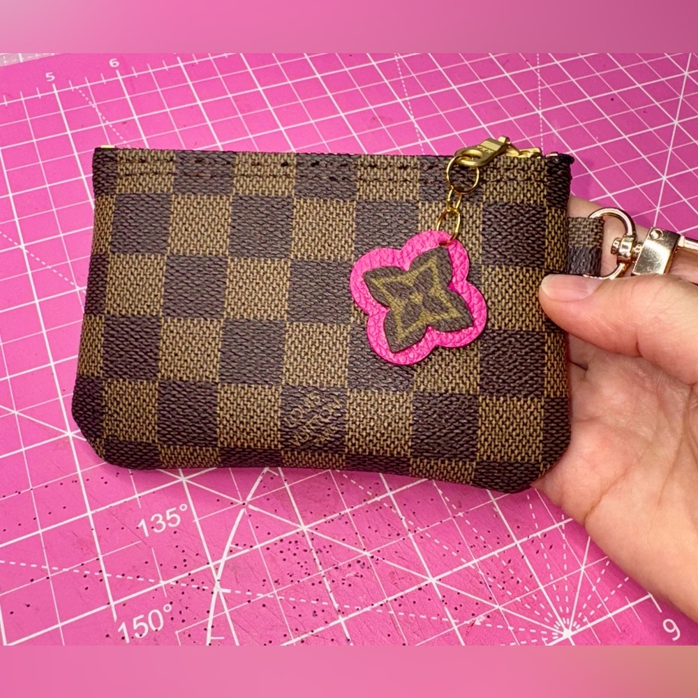 💗 Damier Ebene small wallet Key Pouch cards holder with Flower Charm